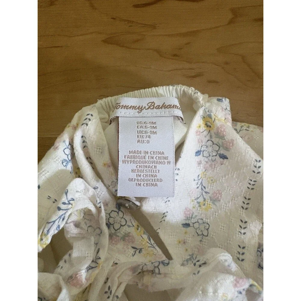 Tommy Bahama Baby Girls 6-9M Cotton Floral Knit Romper Sleeveless Lace